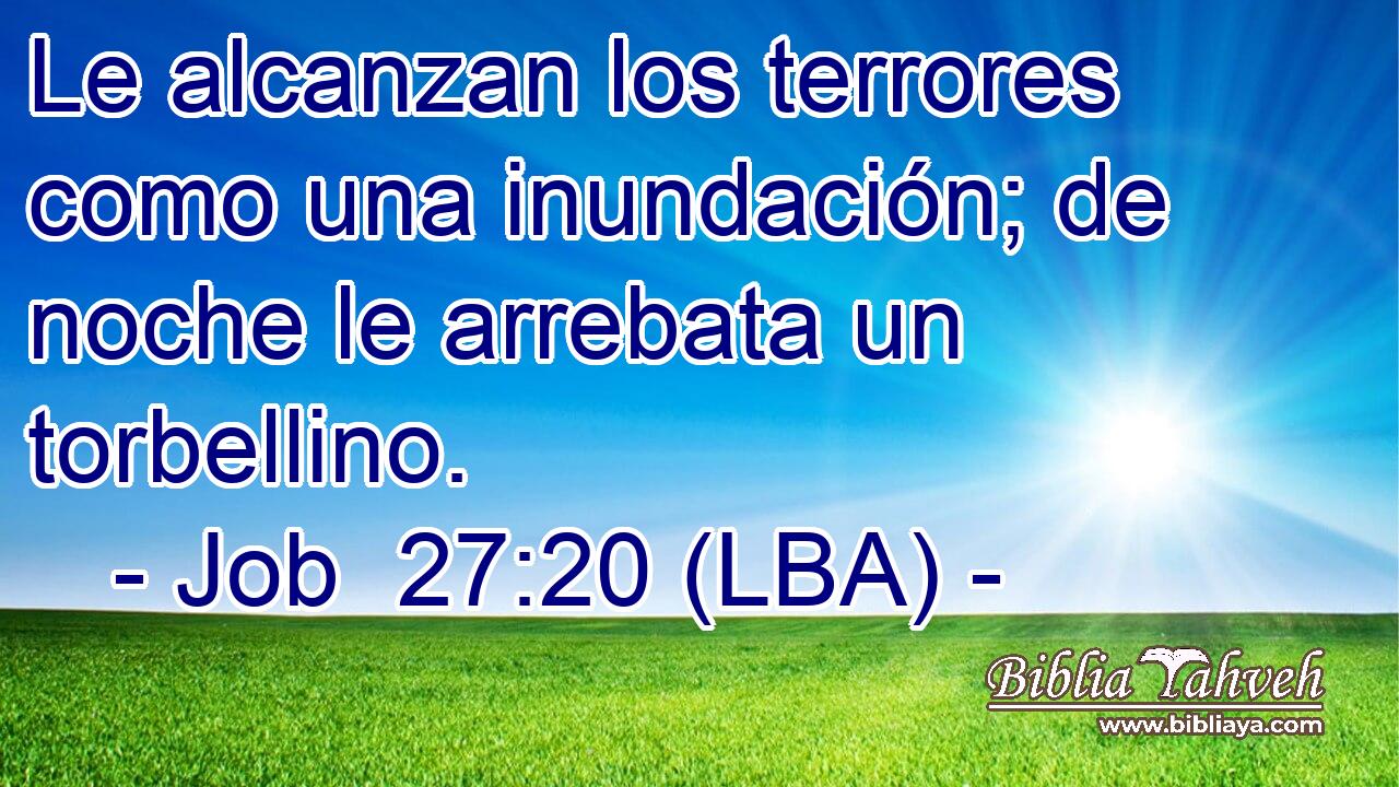 Le alcanzan los terrores como una inundación; de noche le arrebata un torbellino.