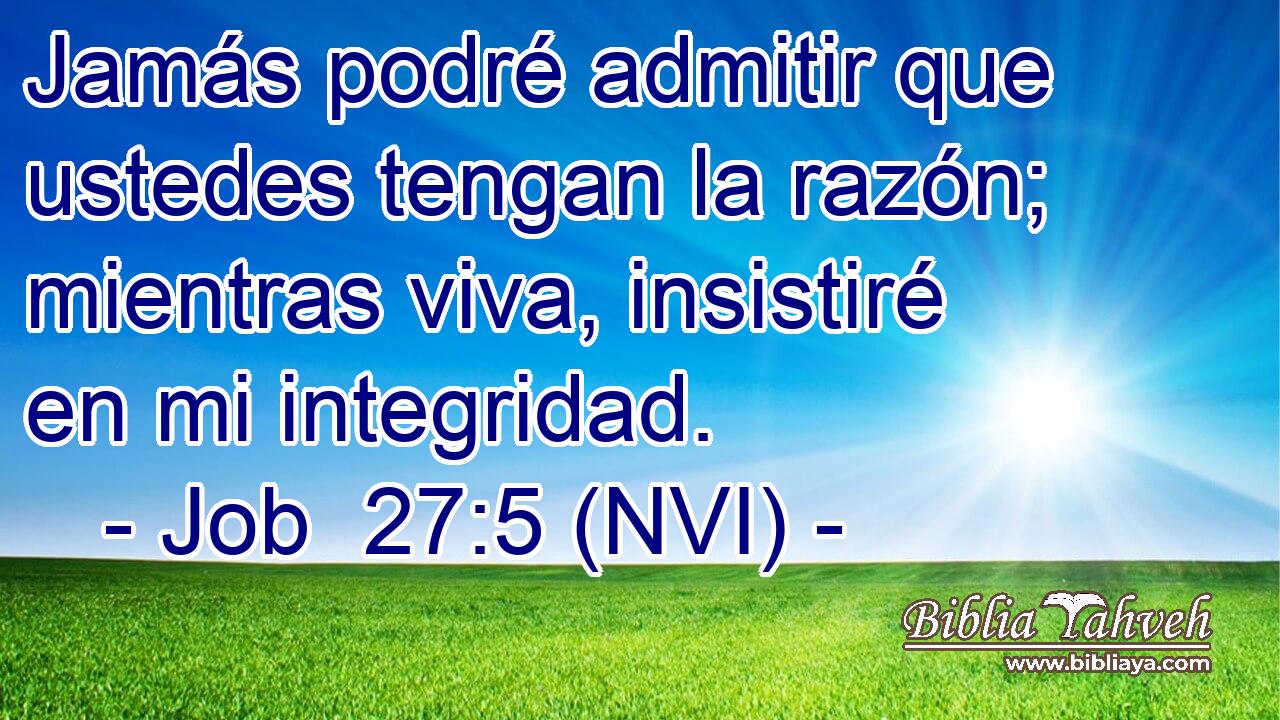  Jamás podré admitir que ustedes tengan la razón; mientras viva, insistiré en mi integridad. 