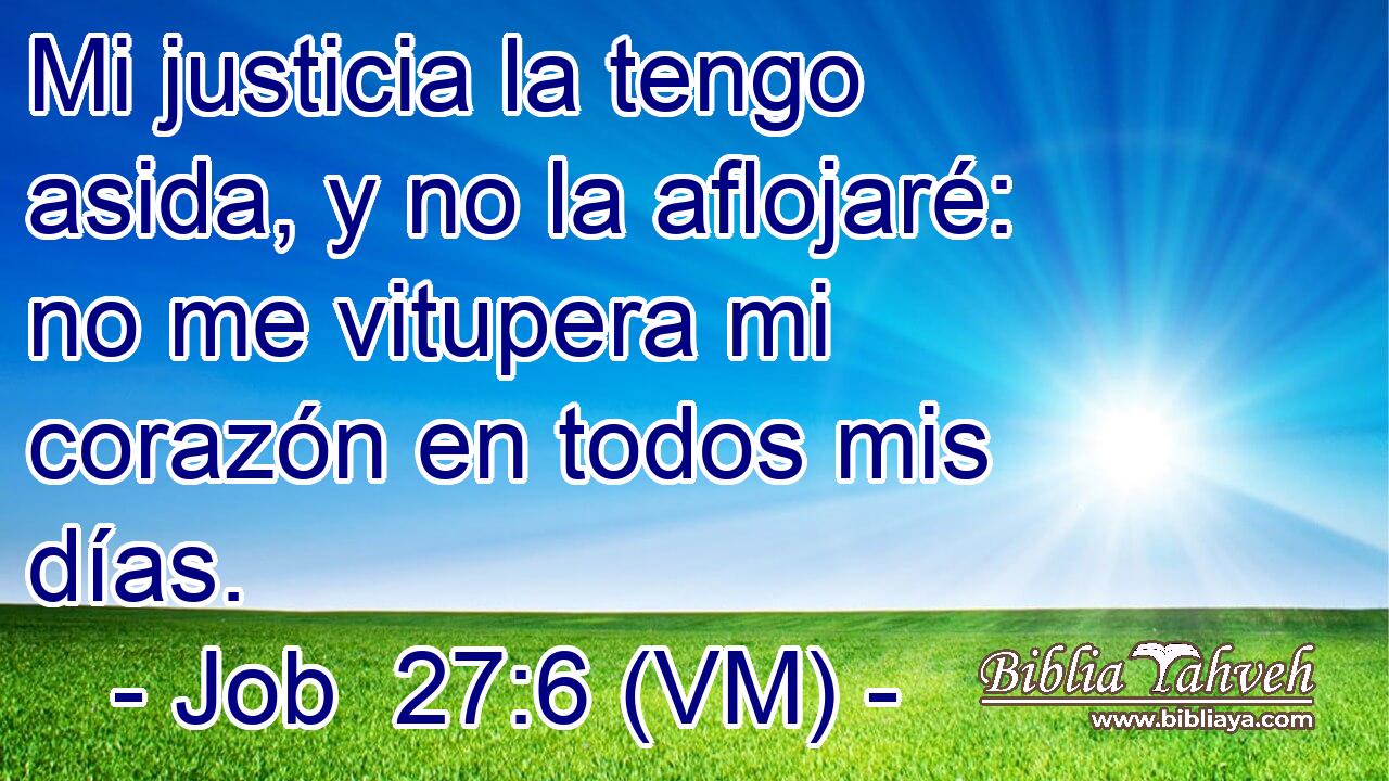  Mi justicia la tengo asida, y no la aflojaré: no me vitupera mi corazón en todos mis días. 