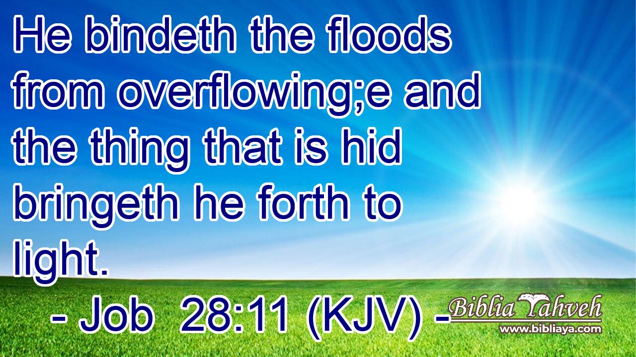 He bindeth the floods from overflowing;e and the thing that is hid bringeth he forth to light.