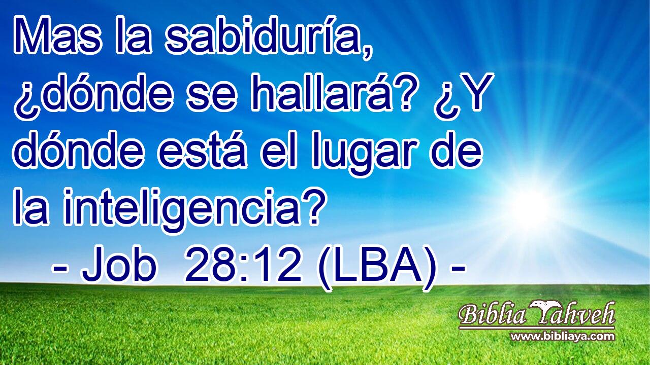 Mas la sabiduría, ¿dónde se hallará? ¿Y dónde está el lugar de la inteligencia?