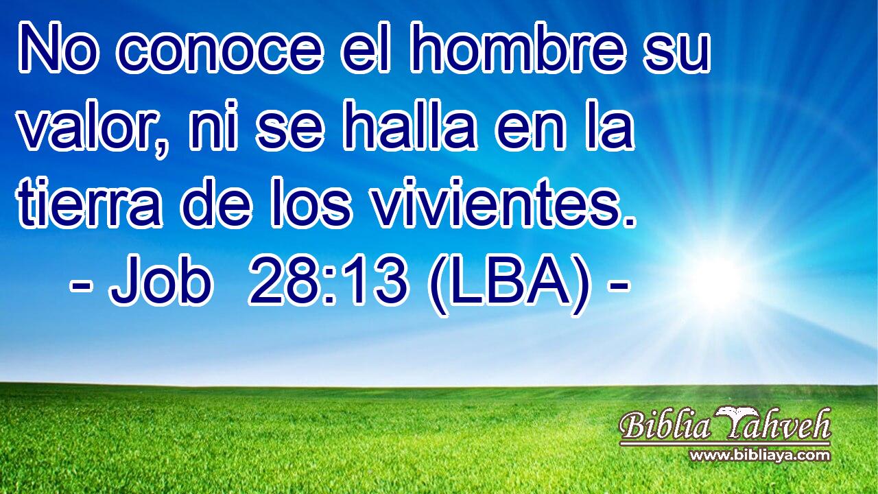 No conoce el hombre su valor, ni se halla en la tierra de los vivientes.
