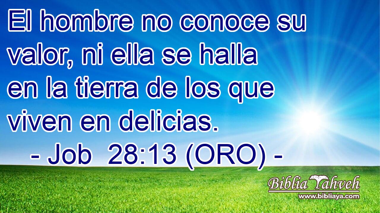  El hombre no conoce su valor, ni ella se halla en la tierra de los que viven en delicias. 