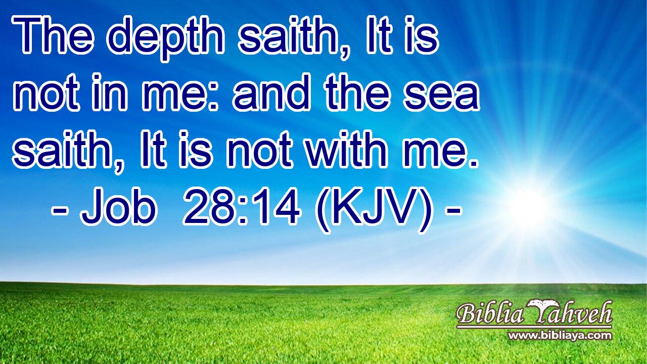 The depth saith, It is not in me: and the sea saith, It is not with me.