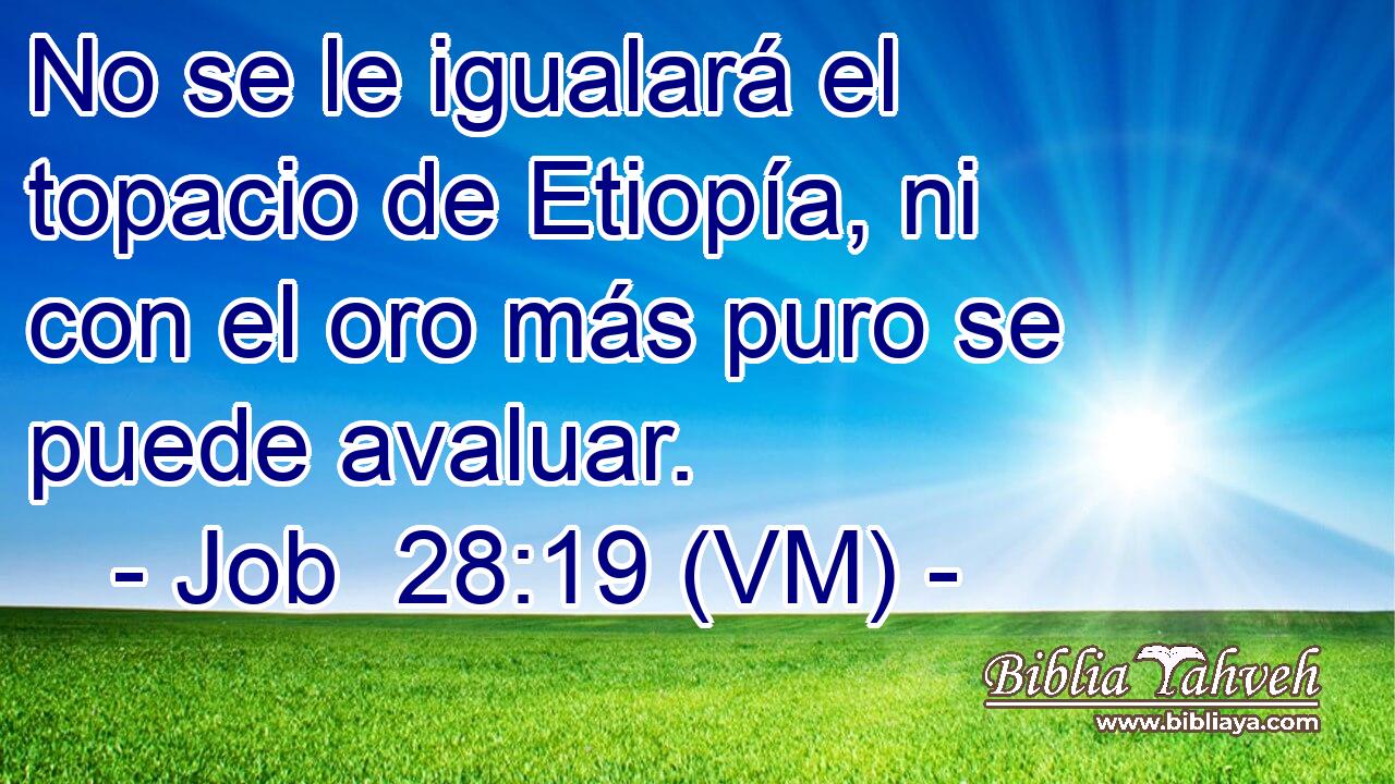  No se le igualará el topacio de Etiopía, ni con el oro más puro se puede avaluar. 