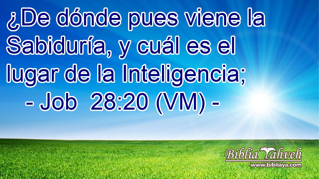  ¿De dónde pues viene la Sabiduría, y cuál es el lugar de la Inteligencia; 