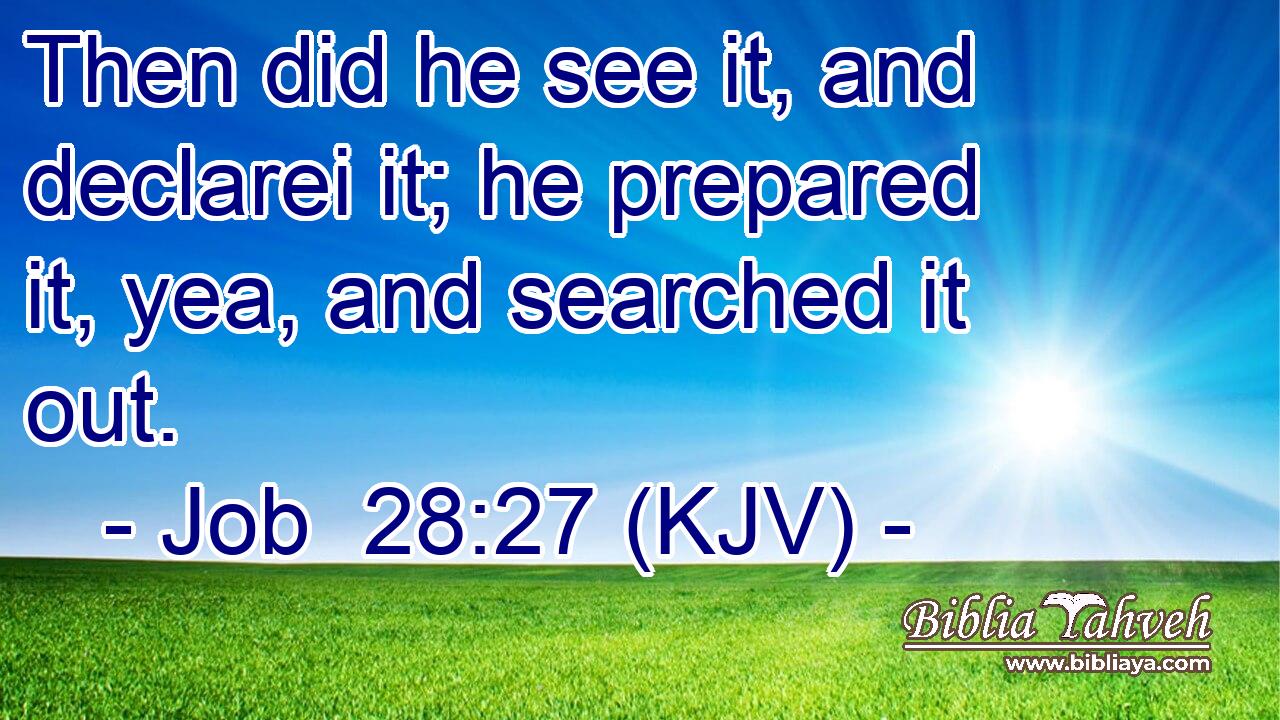 Then did he see it, and declarei it; he prepared it, yea, and searched it out.