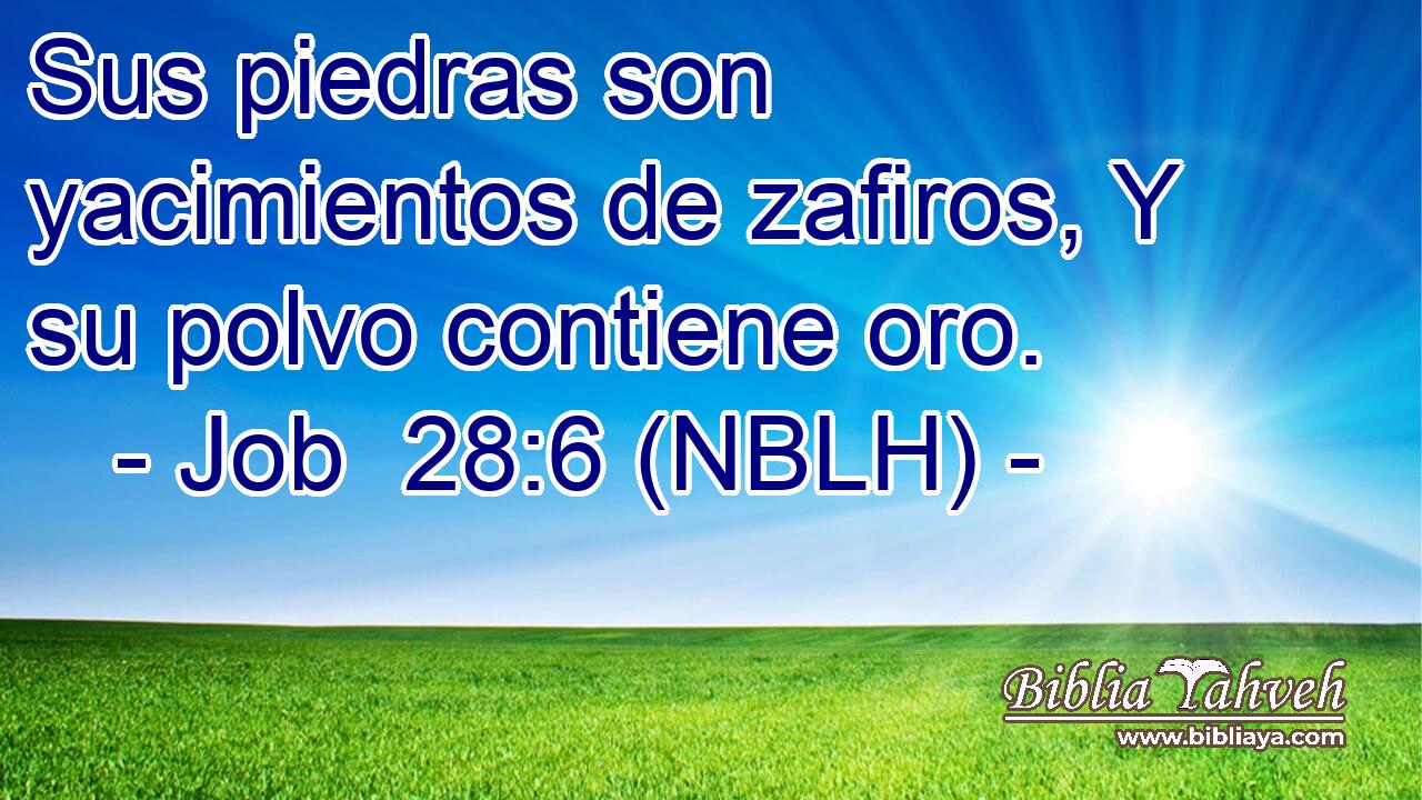 Sus piedras son yacimientos de zafiros, Y su polvo contiene oro. 
