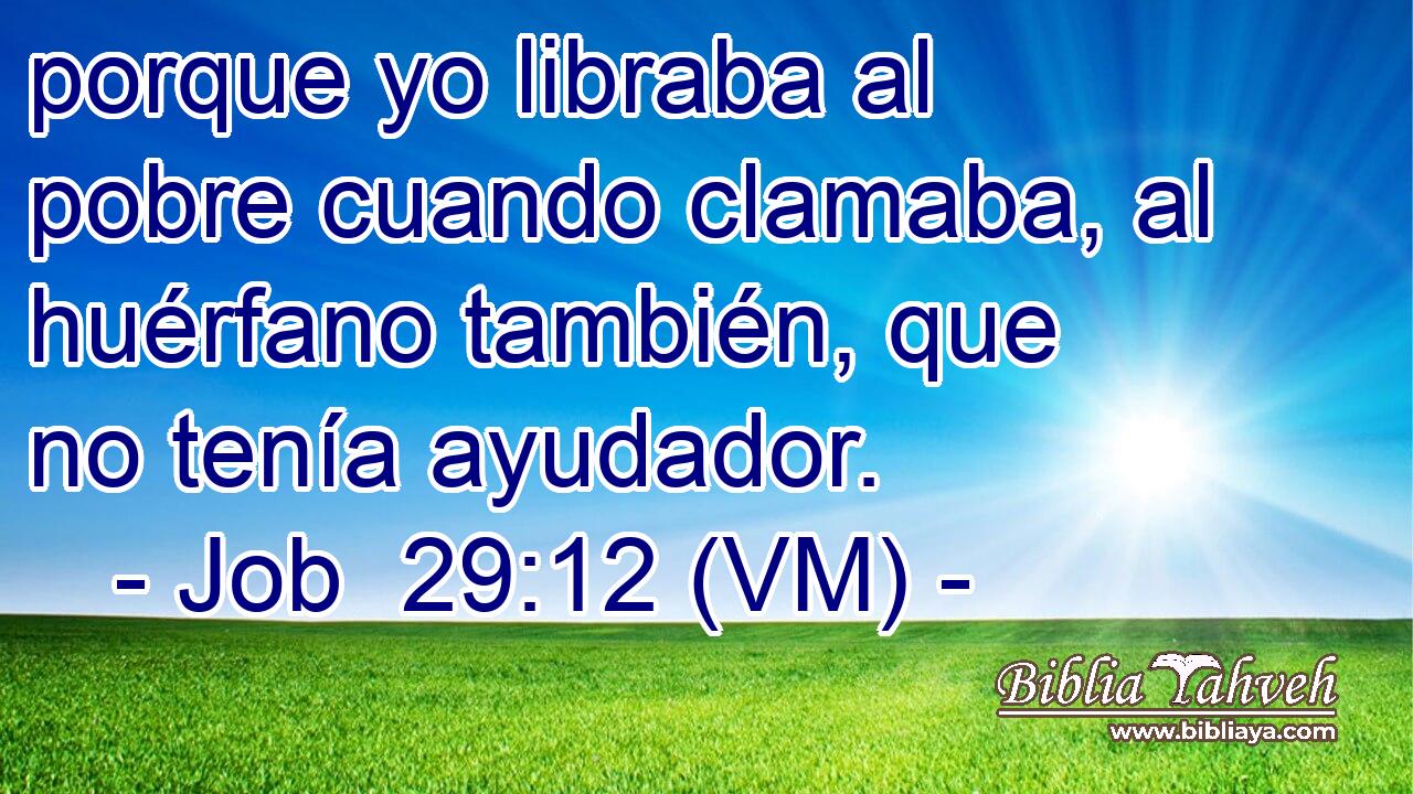  porque yo libraba al pobre cuando clamaba, al huérfano también, que no tenía ayudador. 