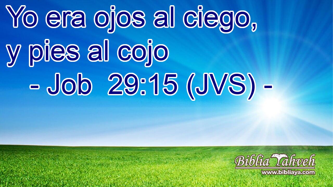 Yo era ojos al ciego, y pies al cojo