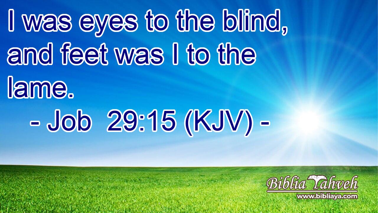 I was eyes to the blind, and feet was I to the lame.