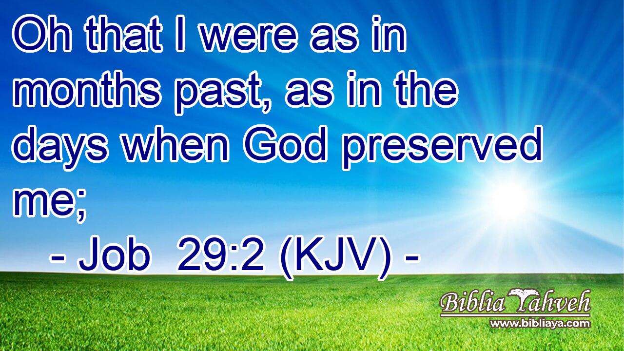 Oh that I were as in months past, as in the days when God preserved me;