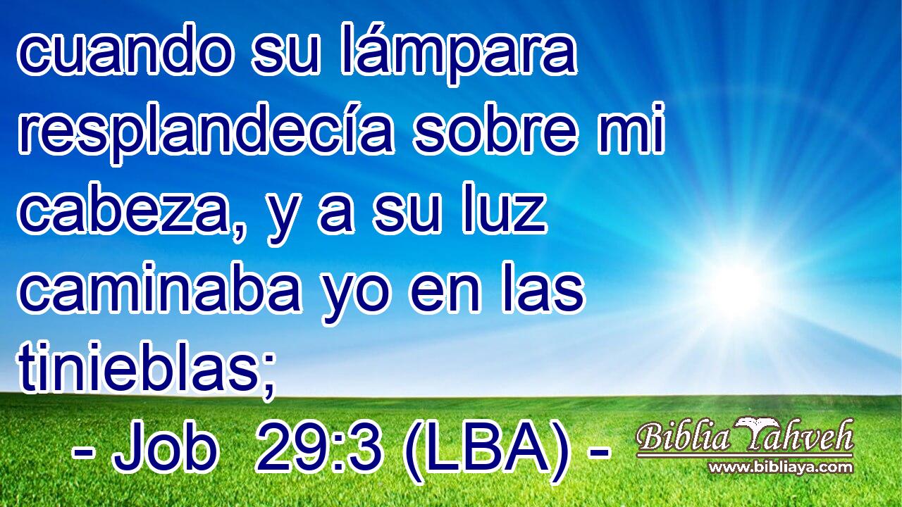 cuando su lámpara resplandecía sobre mi cabeza, y a su luz caminaba yo en las tinieblas;