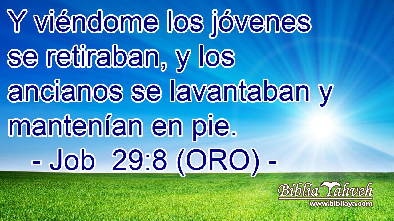  Y viéndome los jóvenes se retiraban, y los ancianos se lavantaban y mantenían en pie. 