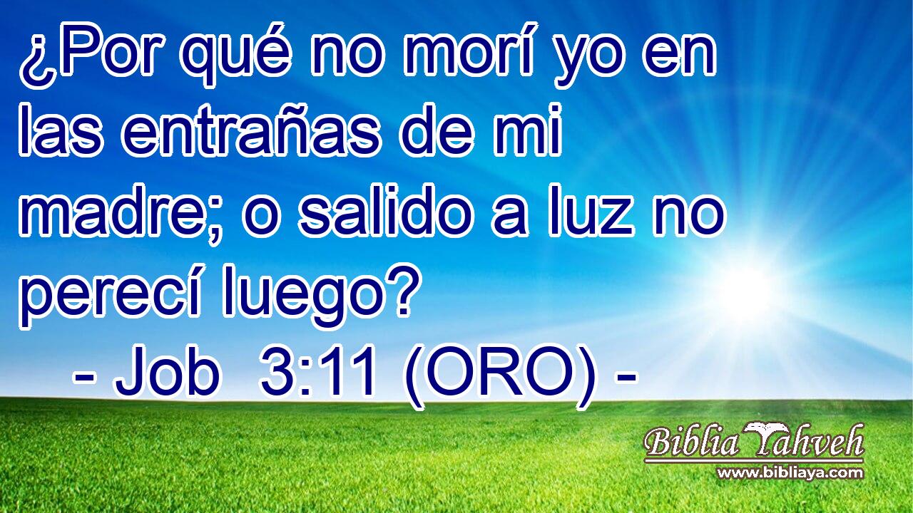  ¿Por qué no morí yo en las entrañas de mi madre; o salido a luz no perecí luego? 