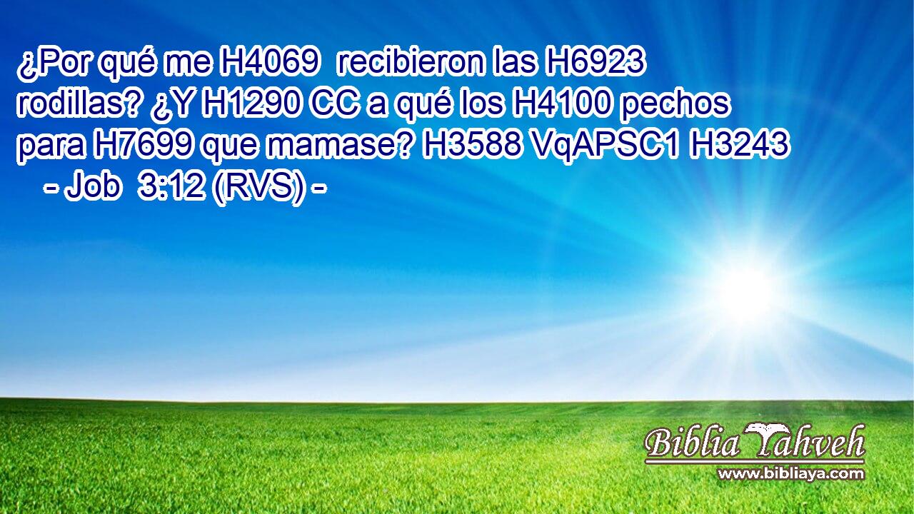 ¿Por qué me H4069  recibieron las H6923 rodillas? ¿Y H1290 CC a qué los H4100 pechos para H7699 que mamase? H3588 VqAPSC1 H3243 