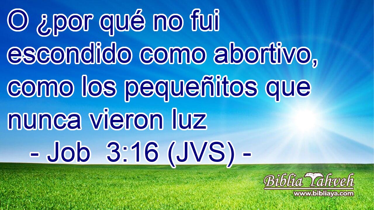 O ¿por qué no fui escondido como abortivo, como los pequeñitos que nunca vieron luz