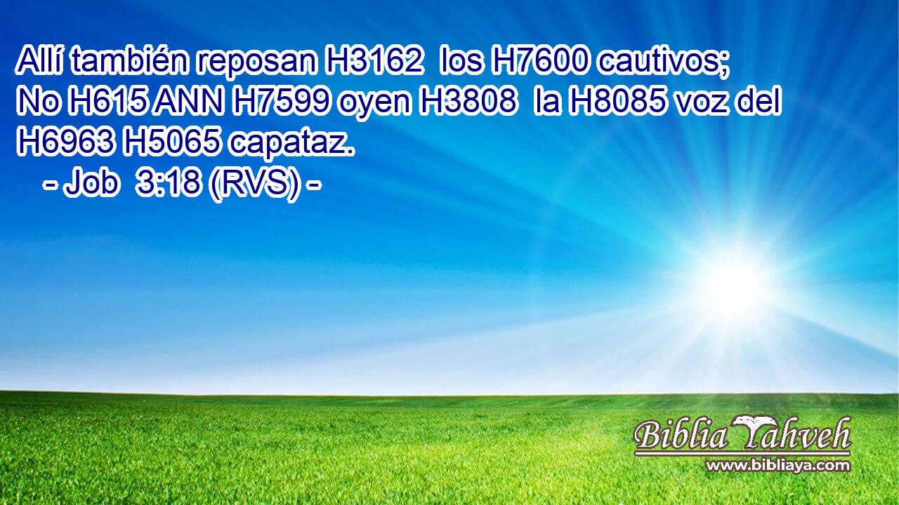 Allí también reposan H3162  los H7600 cautivos; No H615 ANN H7599 oyen H3808  la H8085 voz del H6963 H5065 capataz. 