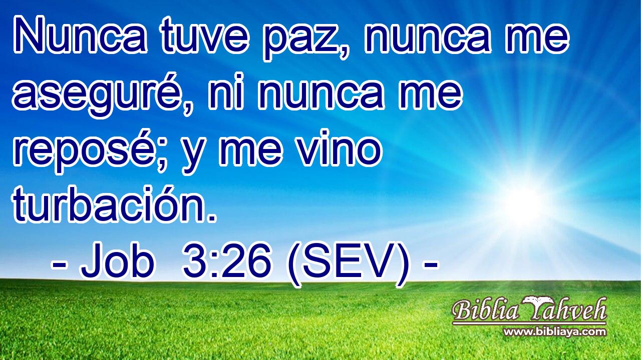 Nunca tuve paz, nunca me aseguré, ni nunca me reposé; y me vino turbación.