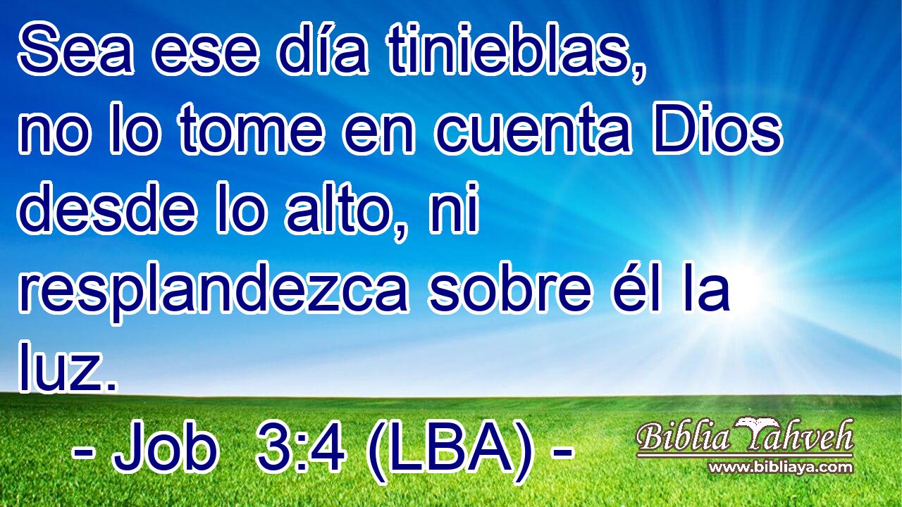 Sea ese día tinieblas, no lo tome en cuenta Dios desde lo alto, ni resplandezca sobre él la luz.