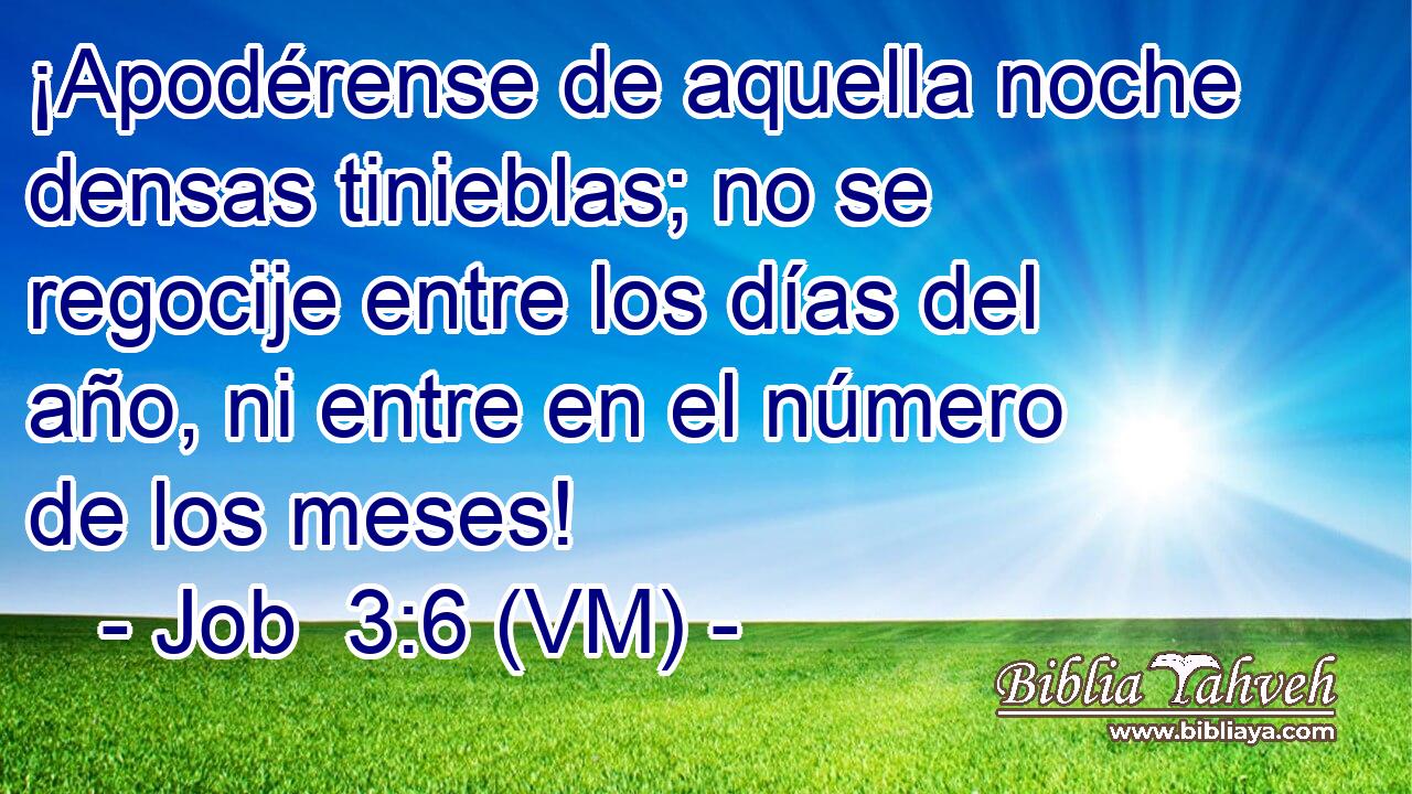  ¡Apodérense de aquella noche densas tinieblas; no se regocije entre los días del año, ni entre en el número de los meses! 
