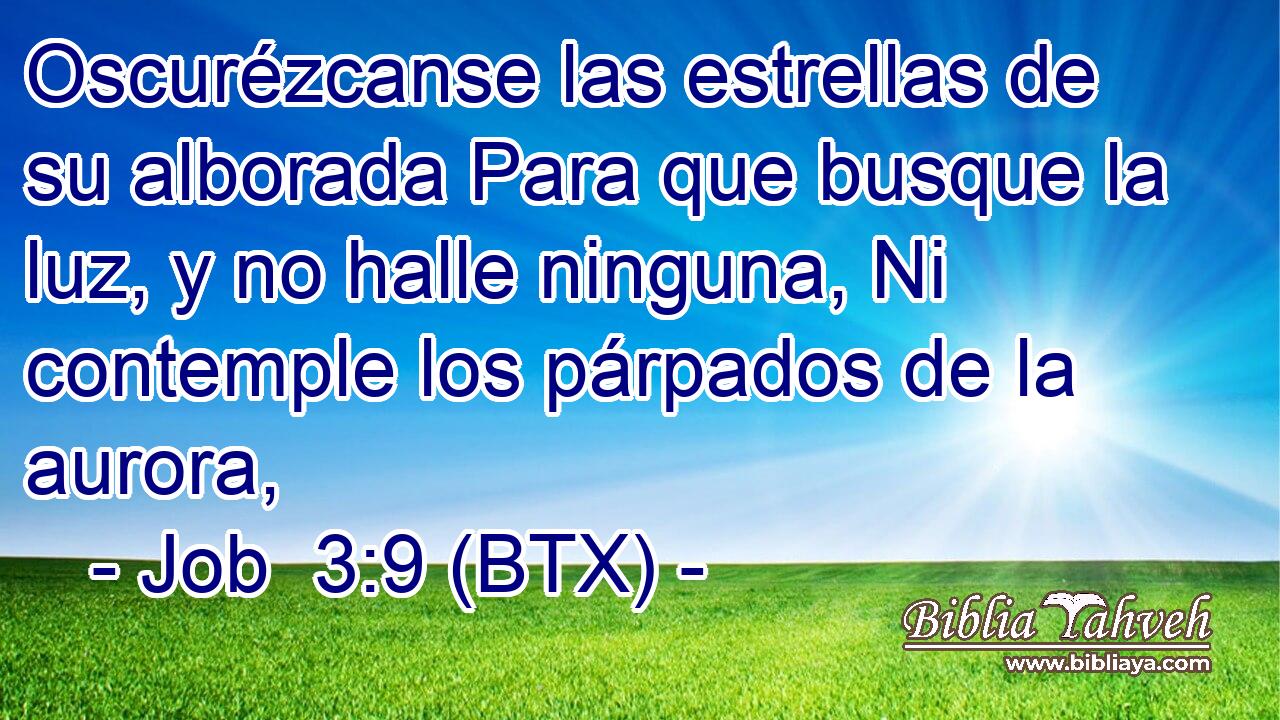 Oscurézcanse las estrellas de su alborada Para que busque la luz, y no halle ninguna, Ni contemple los párpados de la aurora,