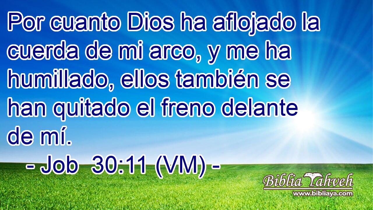 Por cuanto Dios ha aflojado la cuerda de mi arco, y me ha humillado, ellos también se han quitado el freno delante de mí. 