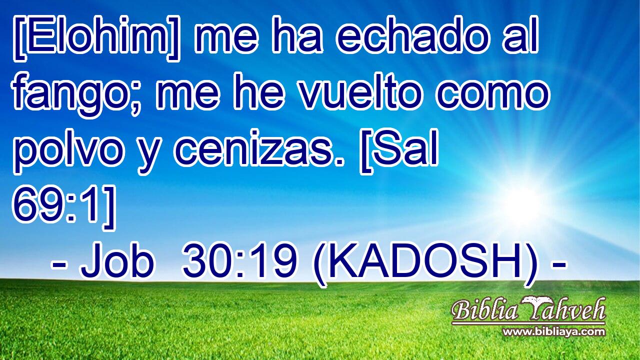  [Elohim] me ha echado al fango; me he vuelto como polvo y cenizas. [Sal 69:1] 