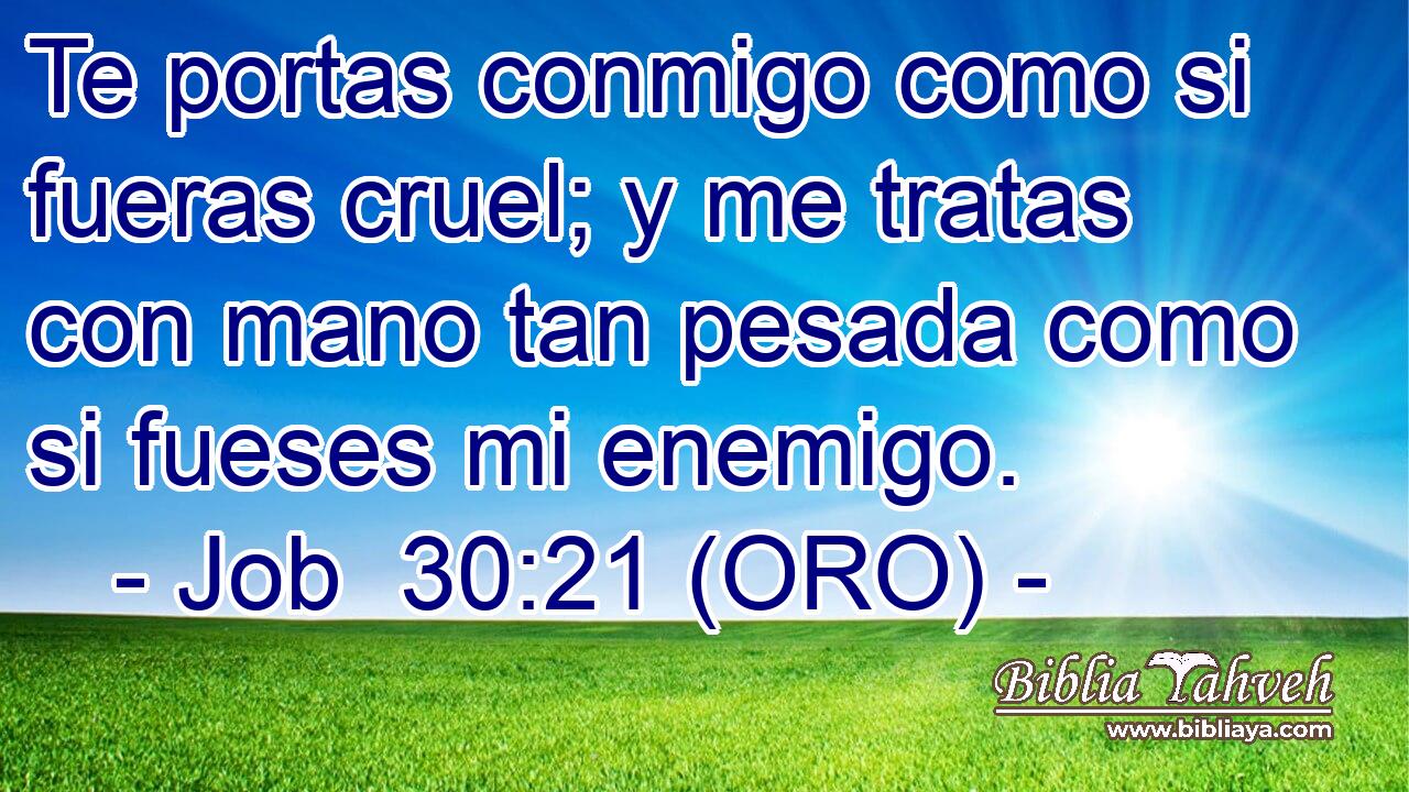  Te portas conmigo como si fueras cruel; y me tratas con mano tan pesada como si fueses mi enemigo. 