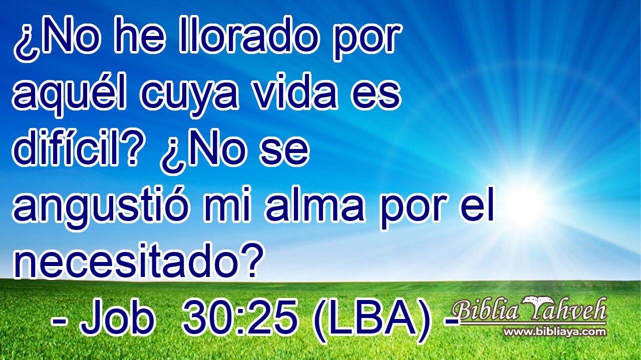 ¿No he llorado por aquél cuya vida es difícil? ¿No se angustió mi alma por el necesitado?