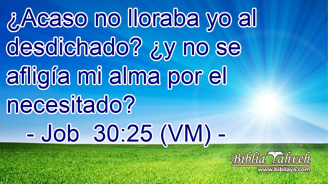  ¿Acaso no lloraba yo al desdichado? ¿y no se afligía mi alma por el necesitado? 