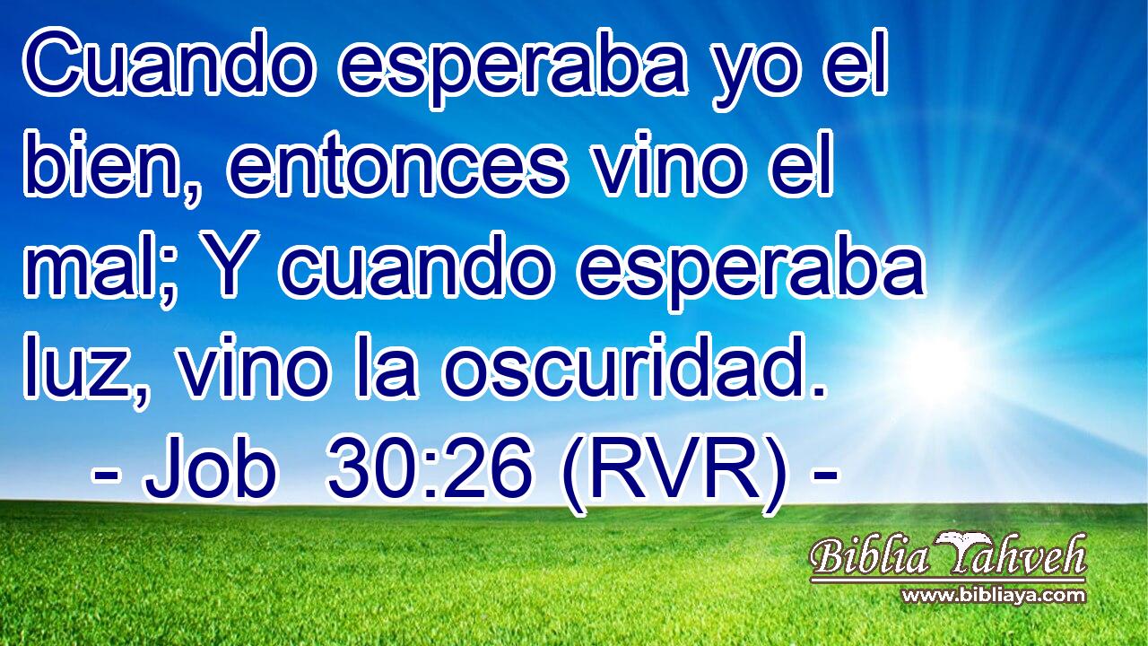 Cuando esperaba yo el bien, entonces vino el mal; Y cuando esperaba luz, vino la oscuridad.