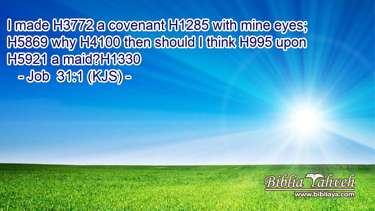 I made H3772 a covenant H1285 with mine eyes; H5869 why H4100 then should I think H995 upon H5921 a maid?H1330