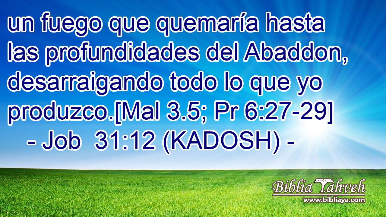  un fuego que quemaría hasta las profundidades del Abaddon, desarraigando todo lo que yo produzco.[Mal 3.5; Pr 6:27-29] 