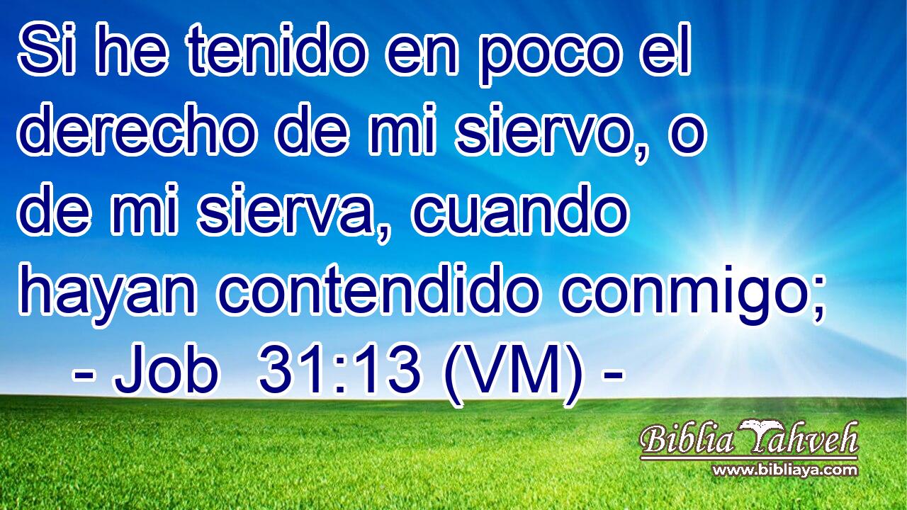  Si he tenido en poco el derecho de mi siervo, o de mi sierva, cuando hayan contendido conmigo; 