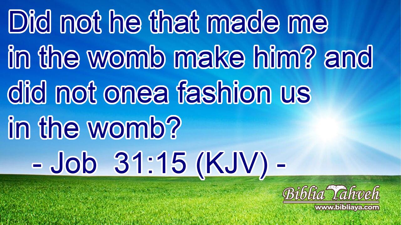 Did not he that made me in the womb make him? and did not onea fashion us in the womb?