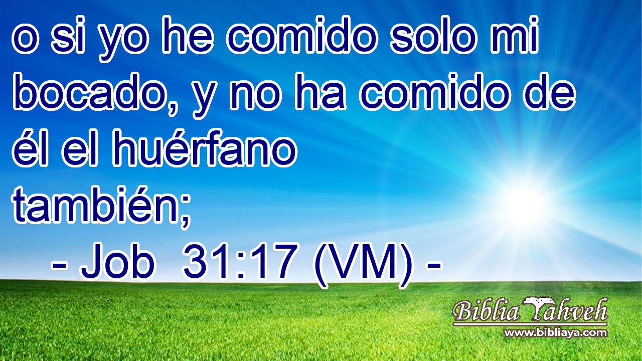  o si yo he comido solo mi bocado, y no ha comido de él el huérfano también; 