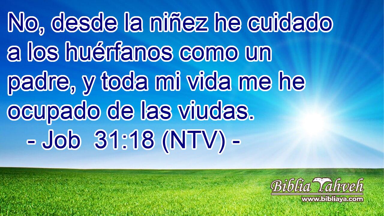 No, desde la niñez he cuidado a los huérfanos como un padre, y toda mi vida me he ocupado de las viudas.