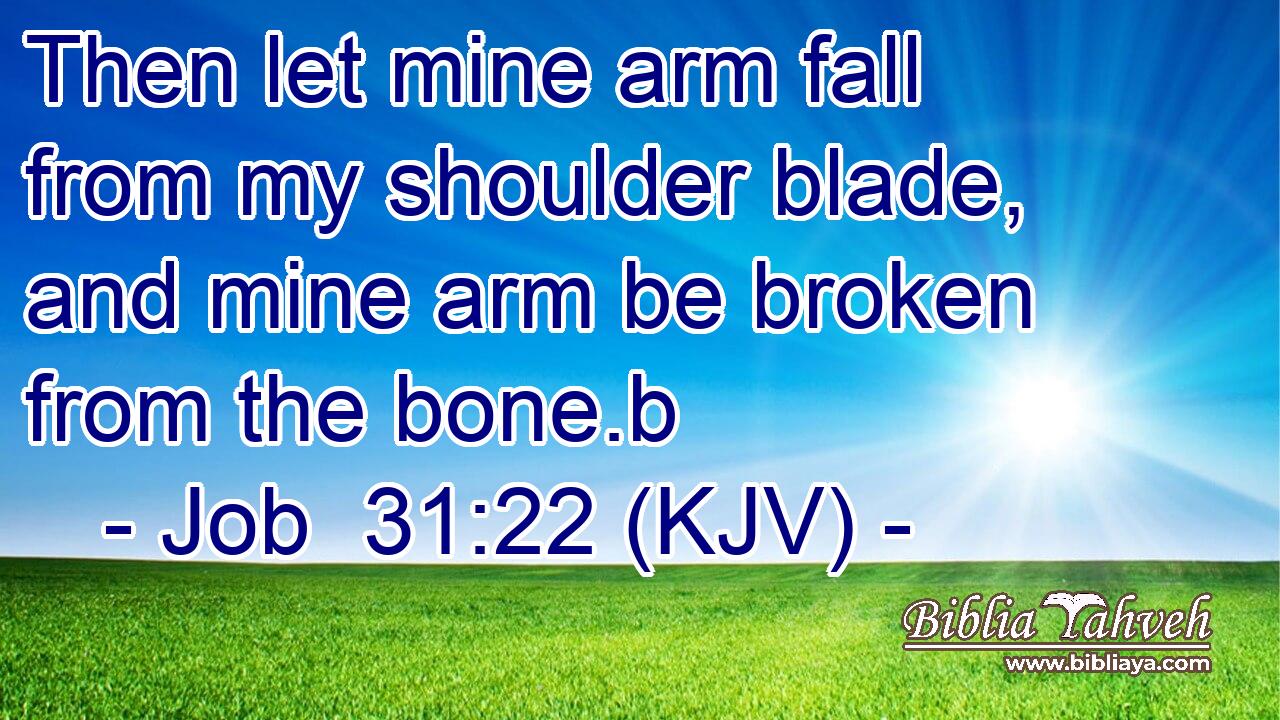 Then let mine arm fall from my shoulder blade, and mine arm be broken from the bone.b