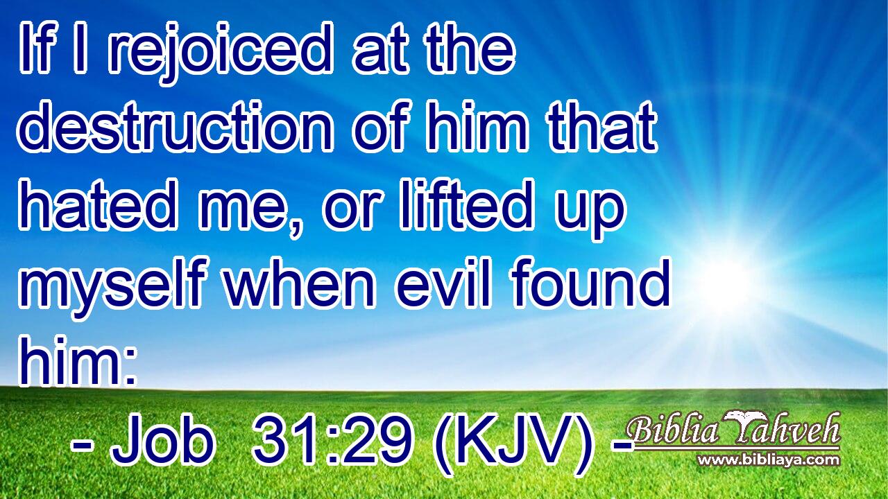 If I rejoiced at the destruction of him that hated me, or lifted up myself when evil found him: