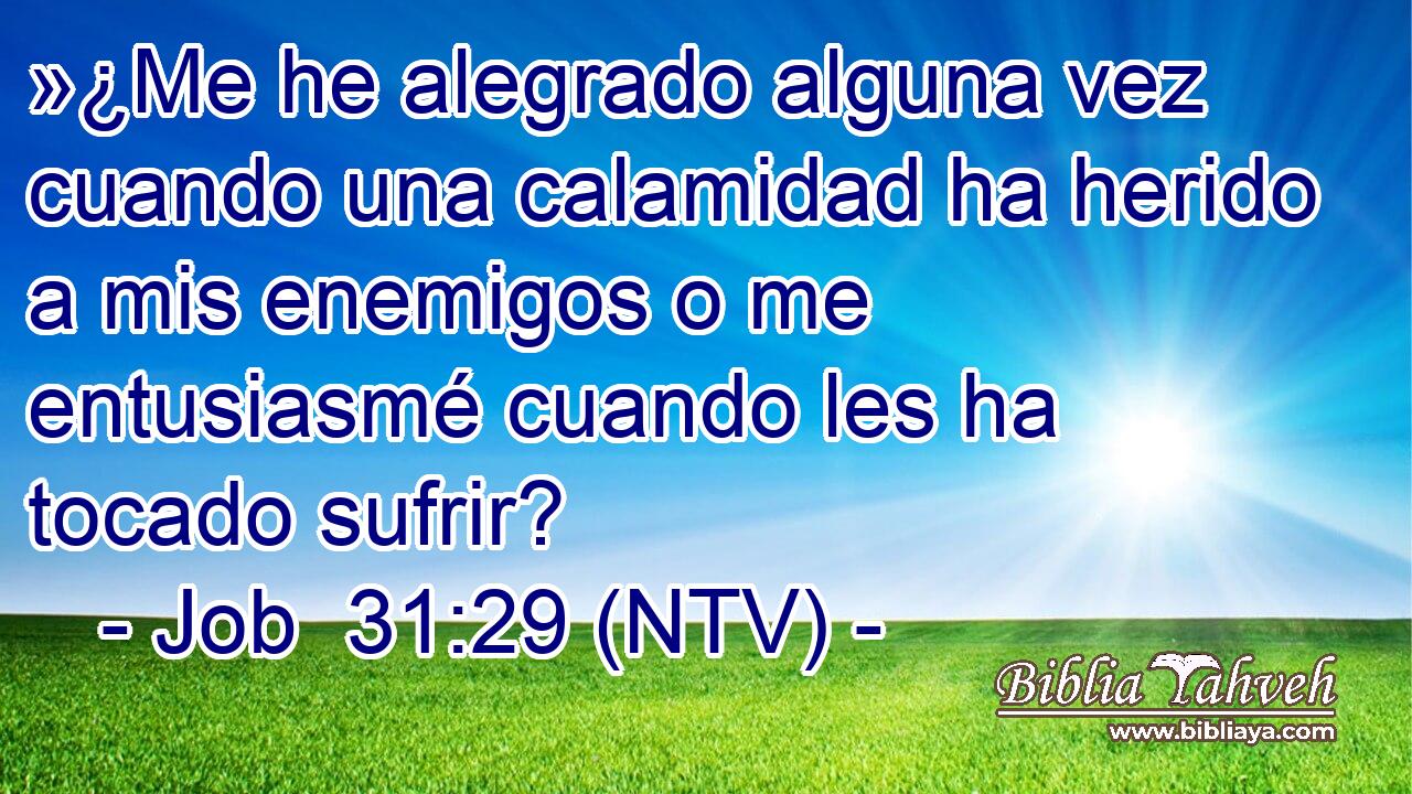 »¿Me he alegrado alguna vez cuando una calamidad ha herido a mis enemigos o me entusiasmé cuando les ha tocado sufrir?