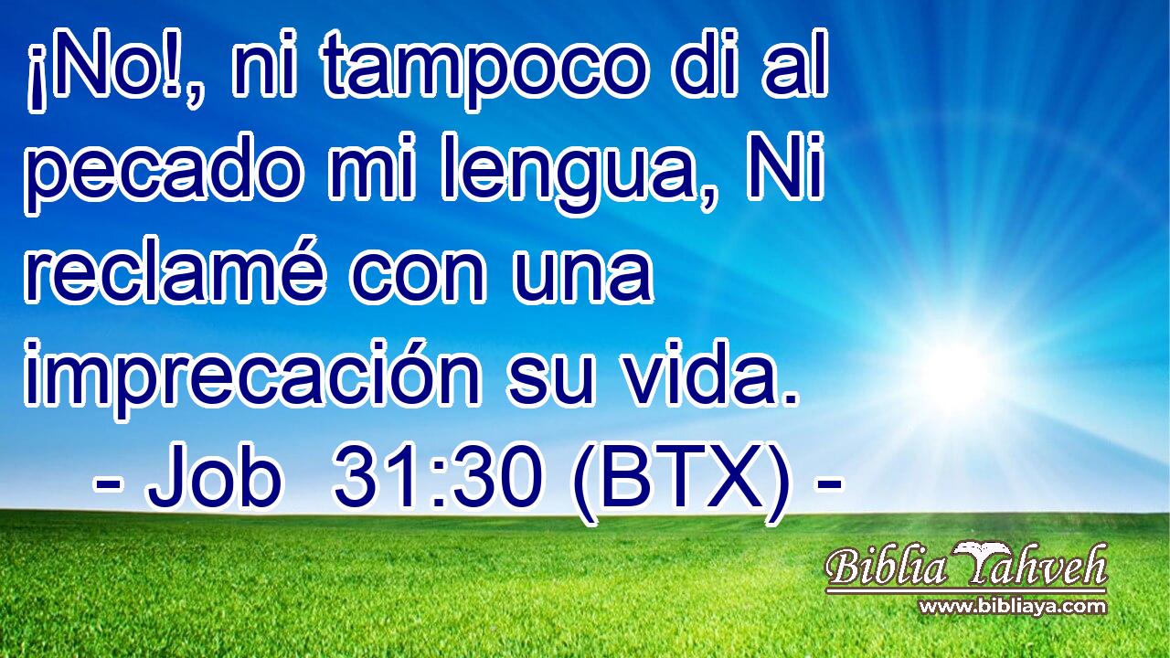 ¡No!, ni tampoco di al pecado mi lengua, Ni reclamé con una imprecación su vida.