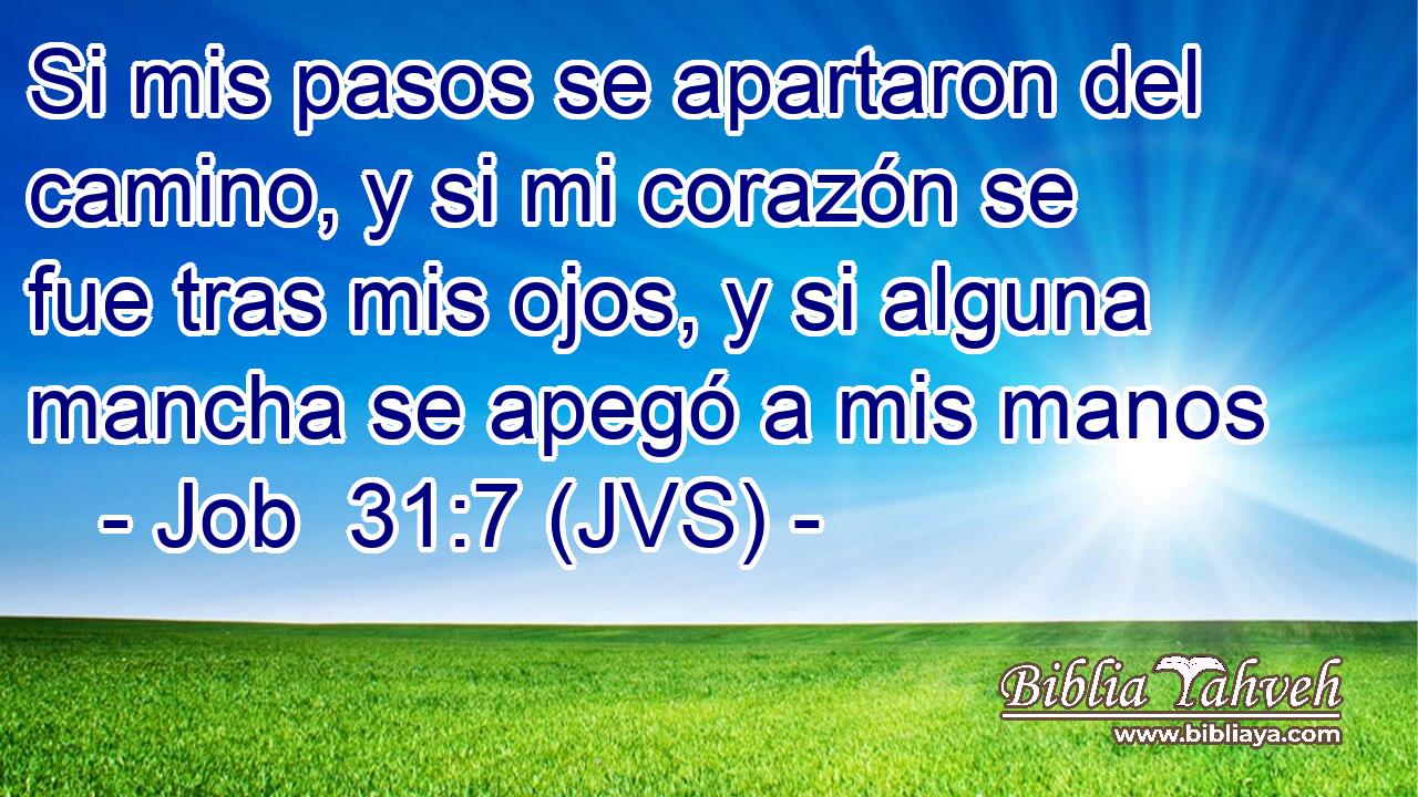 Si mis pasos se apartaron del camino, y si mi corazón se fue tras mis ojos, y si alguna mancha se apegó a mis manos