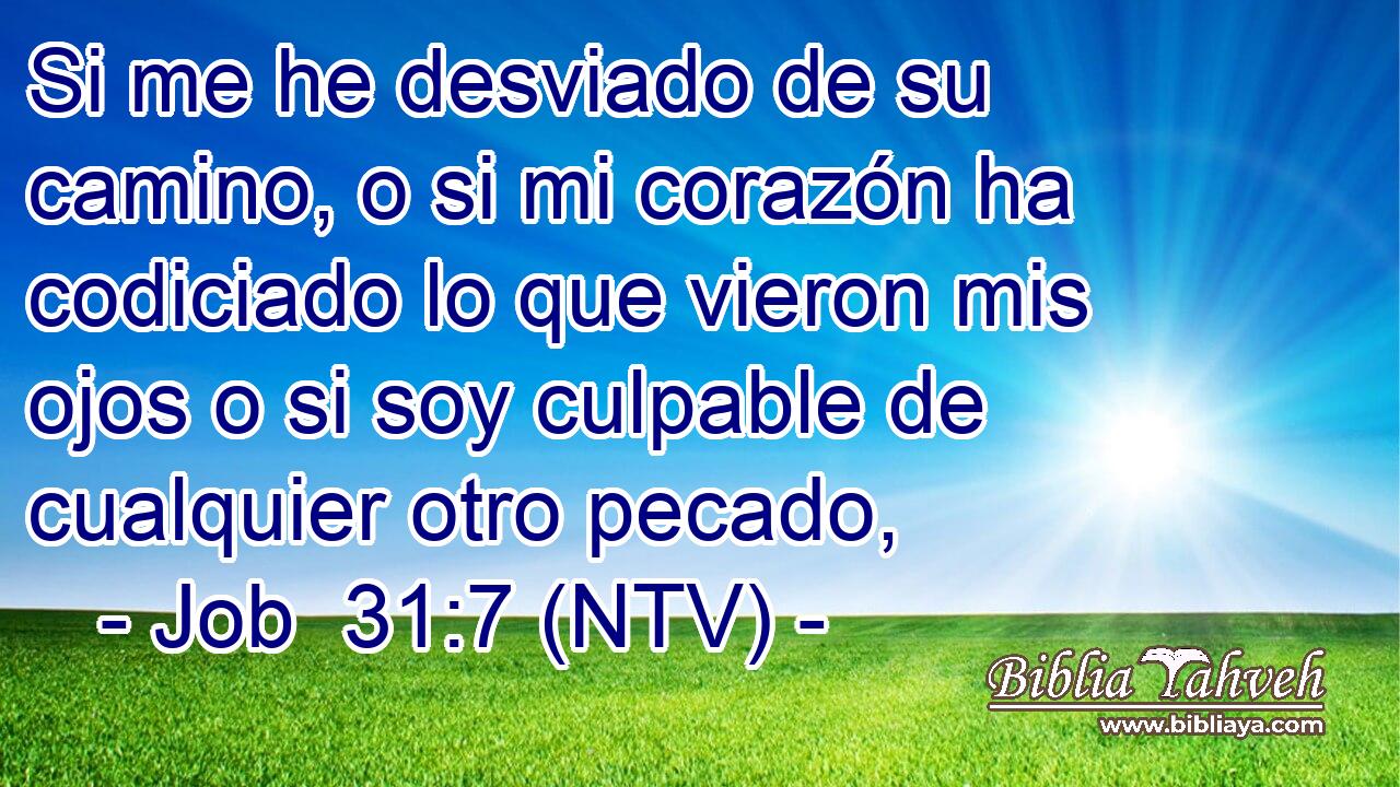 Si me he desviado de su camino, o si mi corazón ha codiciado lo que vieron mis ojos o si soy culpable de cualquier otro pecado,