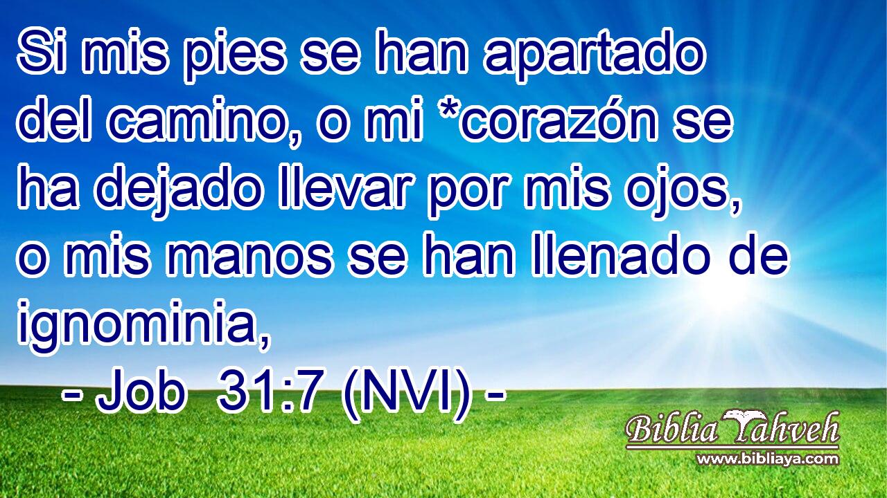  Si mis pies se han apartado del camino, o mi *corazón se ha dejado llevar por mis ojos, o mis manos se han llenado de ignominia, 