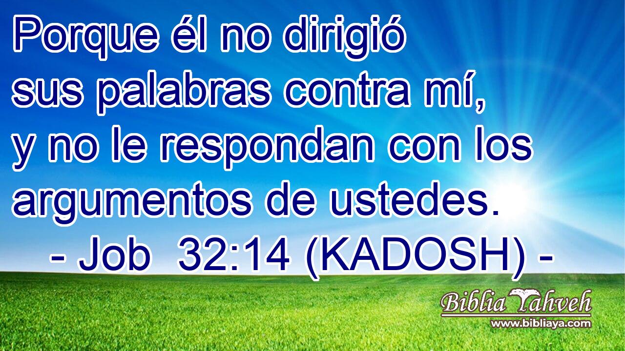  Porque él no dirigió sus palabras contra mí, y no le respondan con los argumentos de ustedes. 