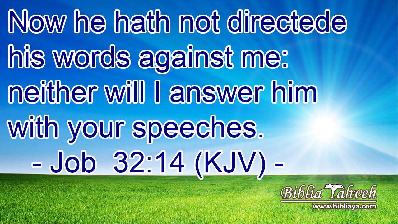 Now he hath not directede his words against me: neither will I answer him with your speeches.