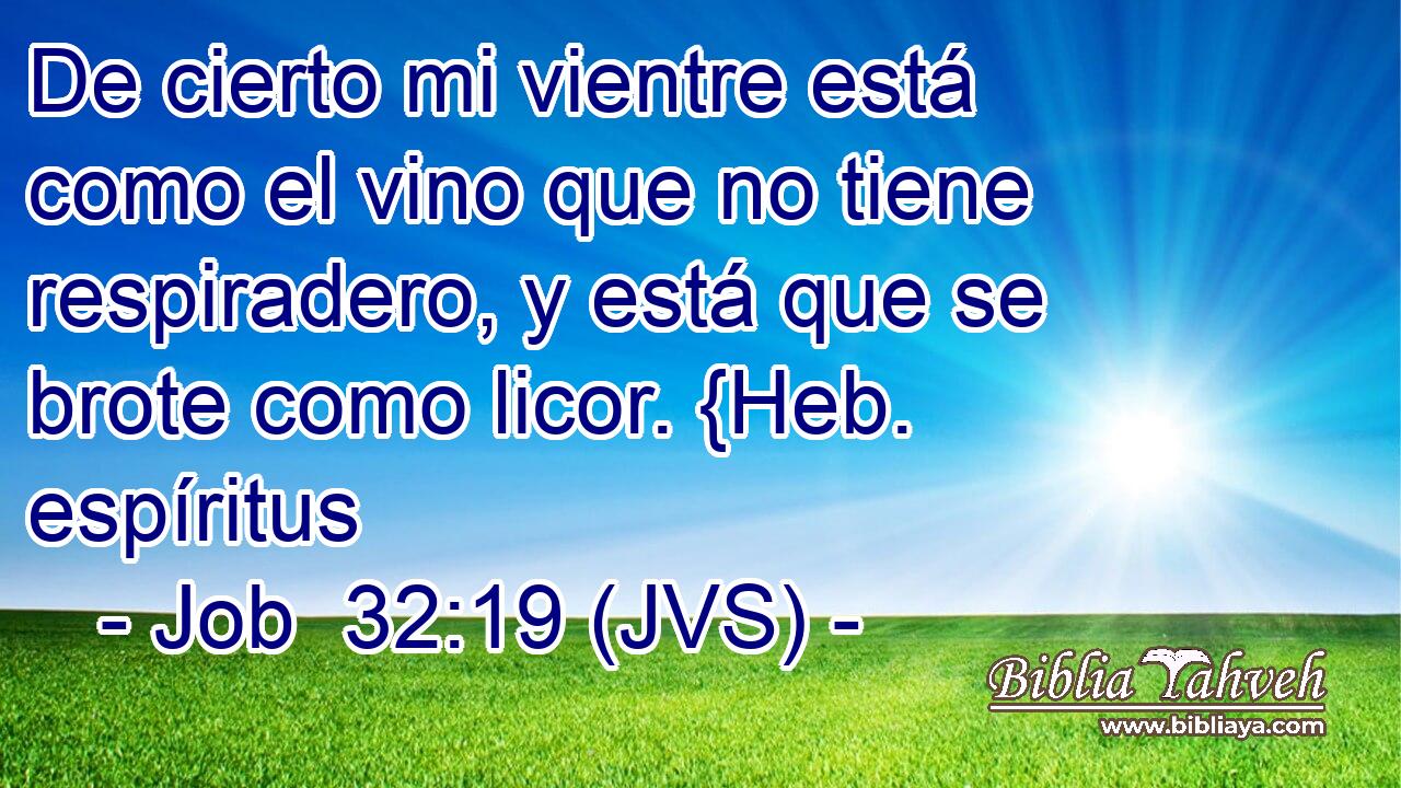 De cierto mi vientre está como el vino que no tiene respiradero, y está que se brote como licor. {Heb. espíritus