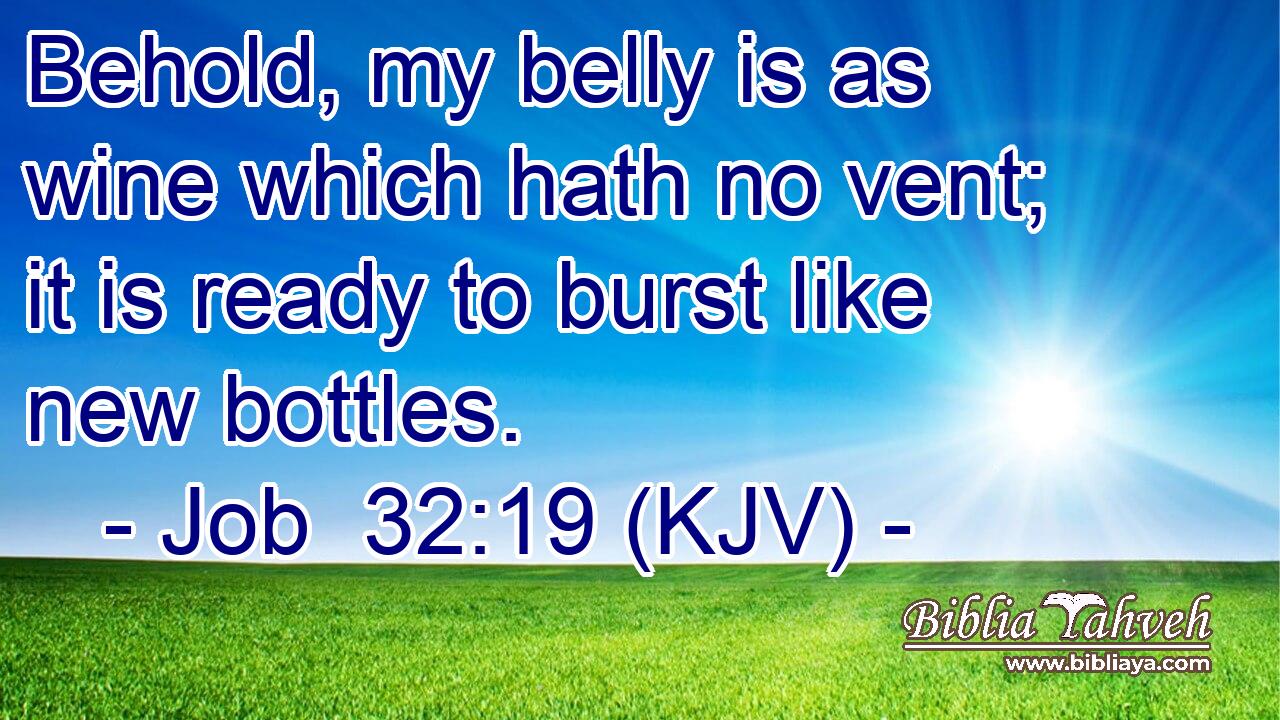 Behold, my belly is as wine which hath no vent; it is ready to burst like new bottles.