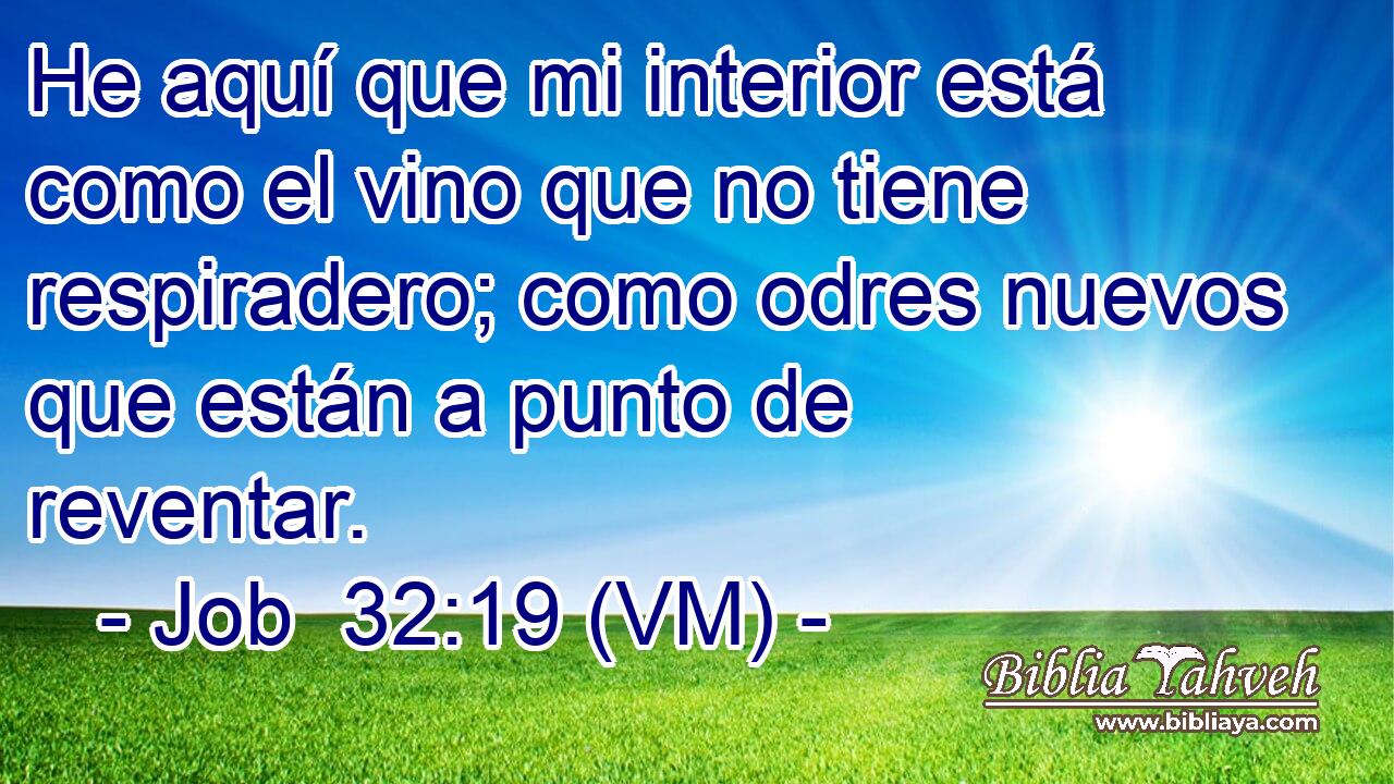  He aquí que mi interior está como el vino que no tiene respiradero; como odres nuevos que están a punto de reventar. 